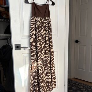 Brown and Cream Patterned Women's Dress